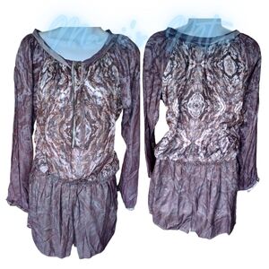 NWT Gypsy 05 Silk Blend Long Sleeve Snake Print Python Romper Sz M Medium (flaw)